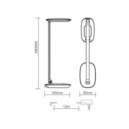 LED Stmívatelná stolní lampa s USB MOANA LED/6W/230V černá