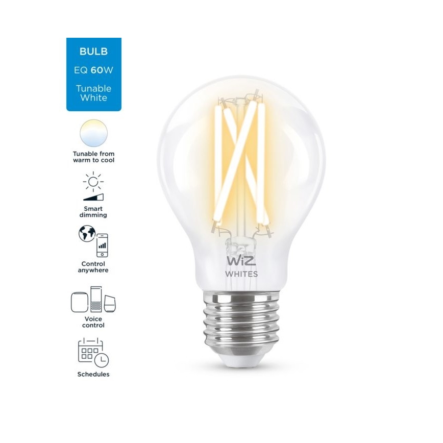 LED Stmívatelná žárovka FILAMENT A60 E27/6,7W/230V 2700-6500K CRI 90 Wi-Fi - WiZ