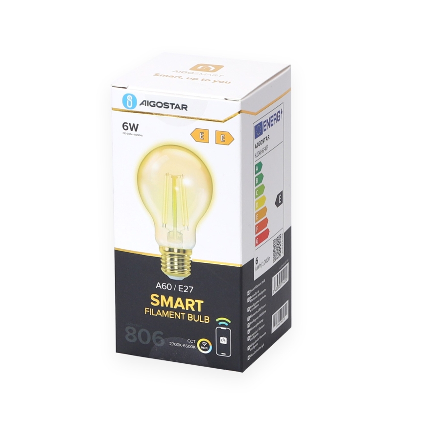 LED Stmívatelná žárovka A60 E27/6W/230V 2700-6500K Wi-Fi - Aigostar