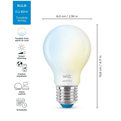 LED Stmívatelná žárovka A60 E27/7W/230V 2700-6500K CRI 90 Wi-Fi - WiZ