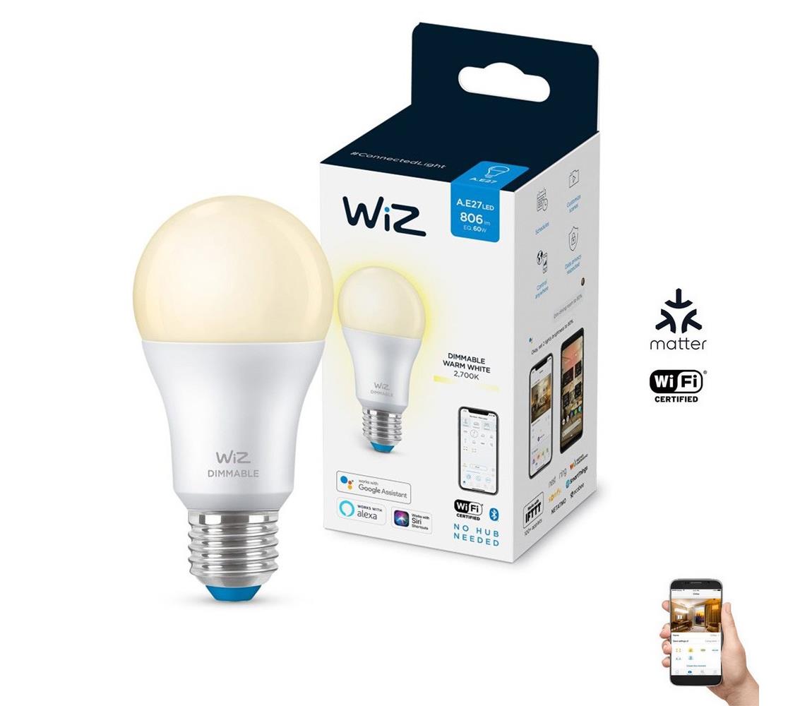 WiZ LED Stmívatelná žárovka A60 E27/8W/230V 2700K CRI 90 Wi-Fi - WiZ WI0001