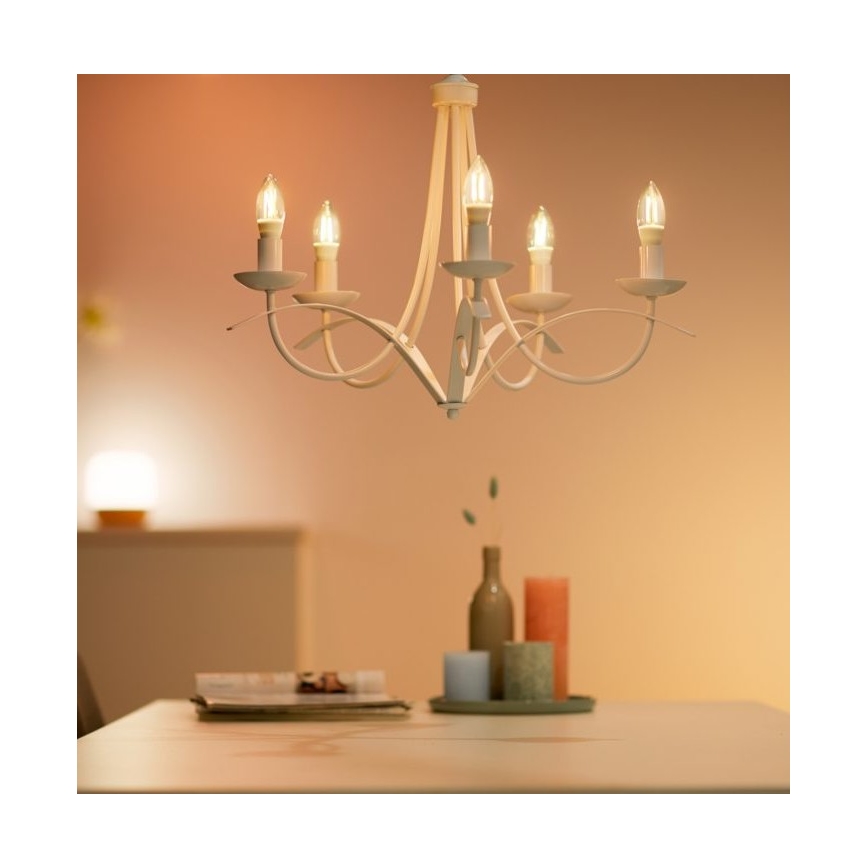 LED Stmívatelná žárovka FILAMENT C35 E14/4,9W/230V 2700-6500K CRI 90 Wi-Fi - WiZ