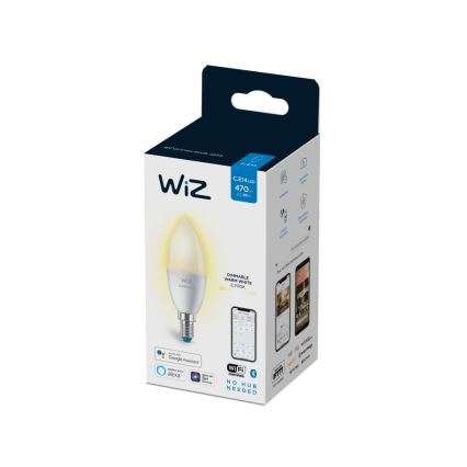 LED Stmívatelná žárovka C37 E14/4,9W/230V 2700K CRI 90 Wi-Fi - WiZ