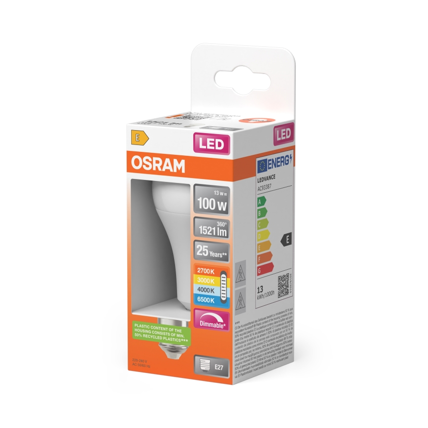 LED Stmívatelná žárovka CLASSIC A60 E27/13W/230V 2700/3000/4000/6500K - Osram