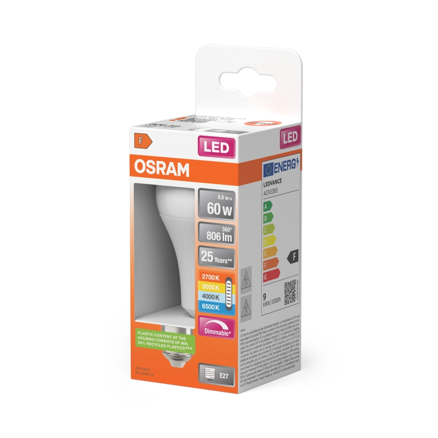 LED Stmívatelná žárovka CLASSIC A60 E27/8,8W/230V 2700/3000/4000/6500K - Osram