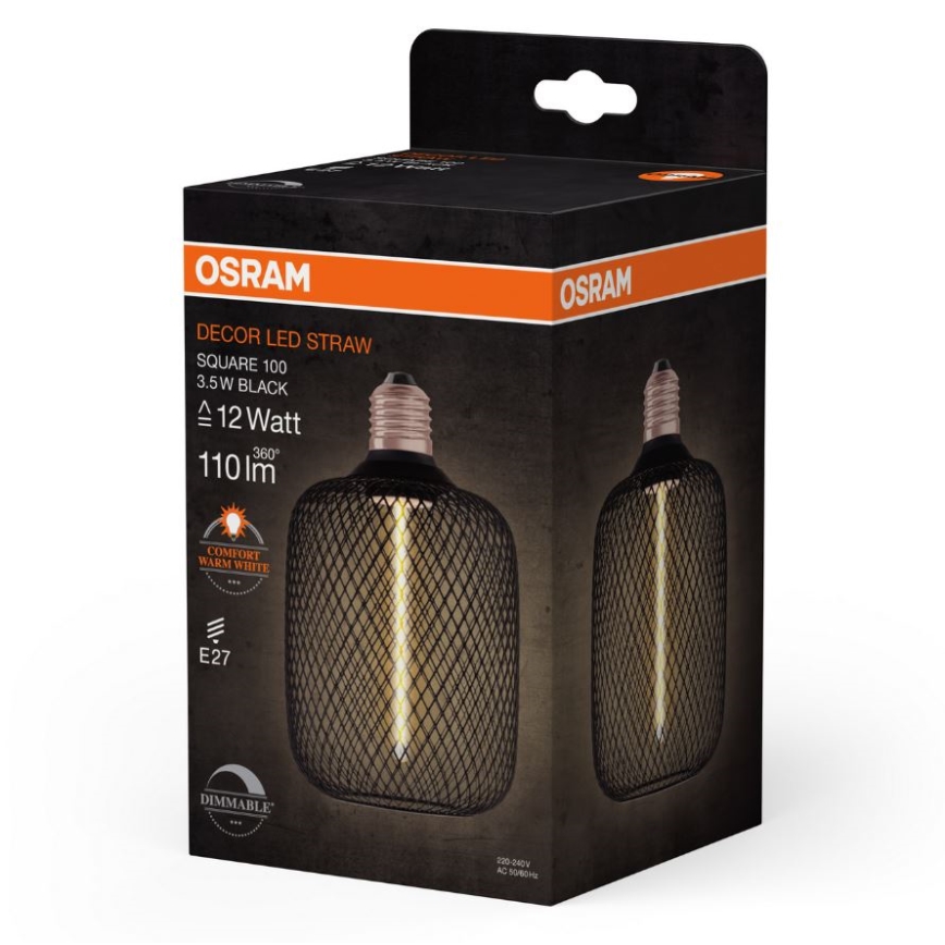 LED Stmívatelná žárovka DECOR FILAMENT E27/3,5W/230V 1800K černá - Osram