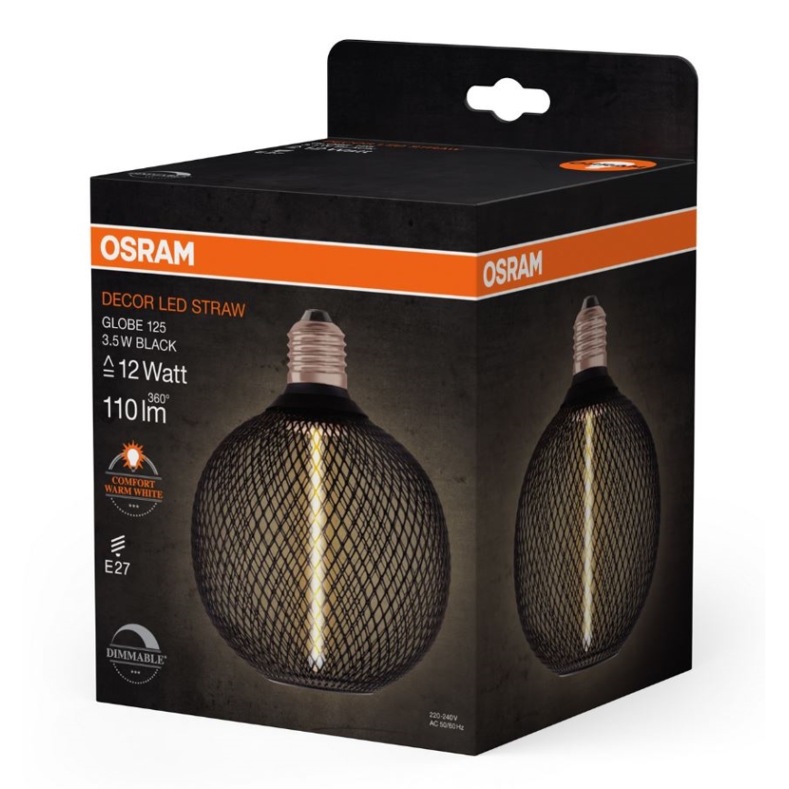 LED Stmívatelná žárovka DECOR  FILAMENT G125 E27/3,5W/230V 1800K černá - Osram