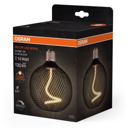 LED Stmívatelná žárovka DECOR FILAMENT G125 E27/3,5W/230V 1800K černá - Osram