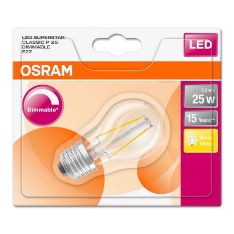 LED Stmívatelná žárovka FILAMENT E27/3,3W/230V 2700K - Osram
