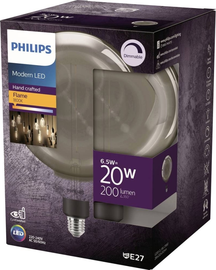 LED Stmívatelná žárovka FILAMENT G200 E27/6,5W/230V 1800K