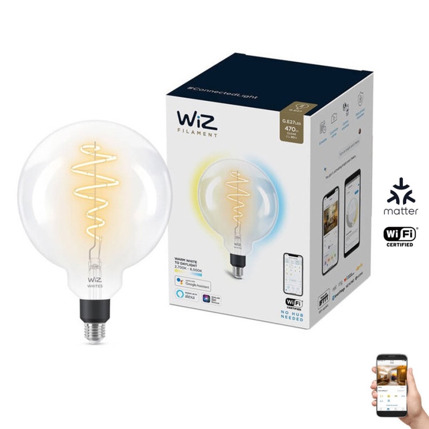 LED Stmívatelná žárovka FILAMENT G200 E27/6,5W/230V 2700-6500K CRI 90 Wi-Fi - WiZ