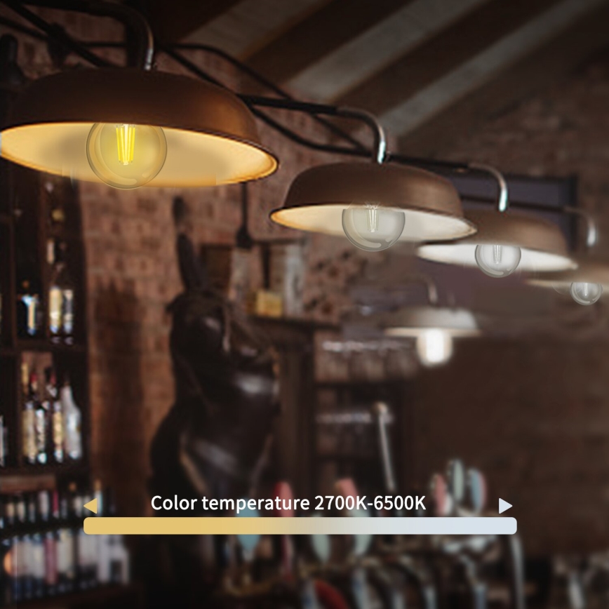 LED Stmívatelná žárovka FILAMENT G45 E14/4,5W/230V 2700-6500K Wi-Fi - Aigostar