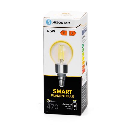 LED Stmívatelná žárovka FILAMENT G45 E14/4,5W/230V 2700-6500K Wi-Fi - Aigostar