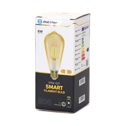 LED Stmívatelná žárovka FILAMENT ST64 E27/6W/230V 2700-6500K Wi-Fi - Aigostar