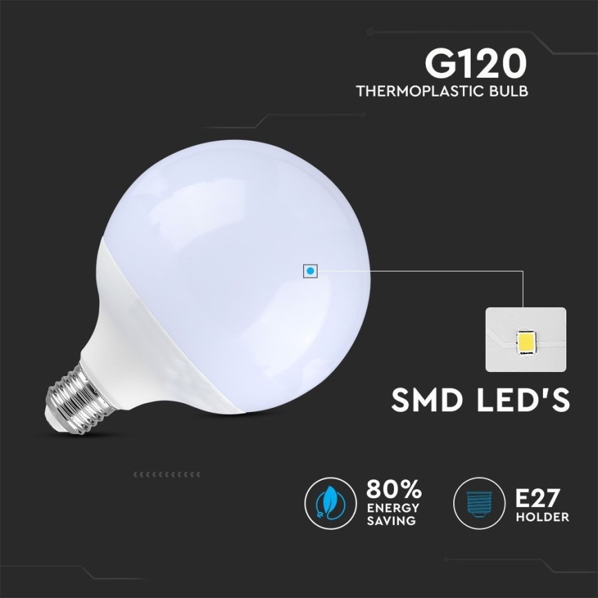 LED Stmívatelná žárovka G120 E27/13W/230V 6400K