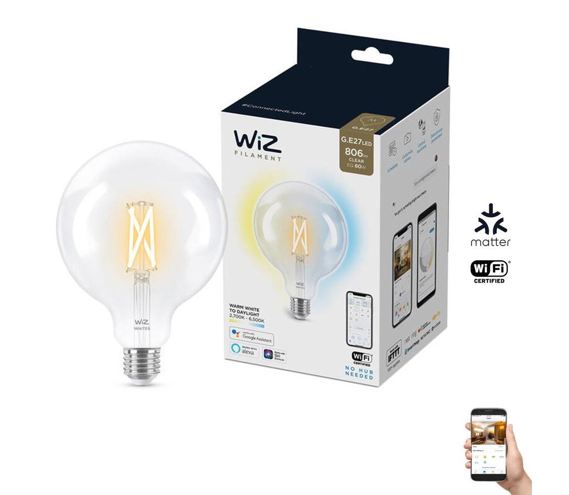 WiZ LED Stmívatelná žárovka G125 E27/7W/230V 2700-6500K CRI 90 Wi-Fi - WiZ WI0019