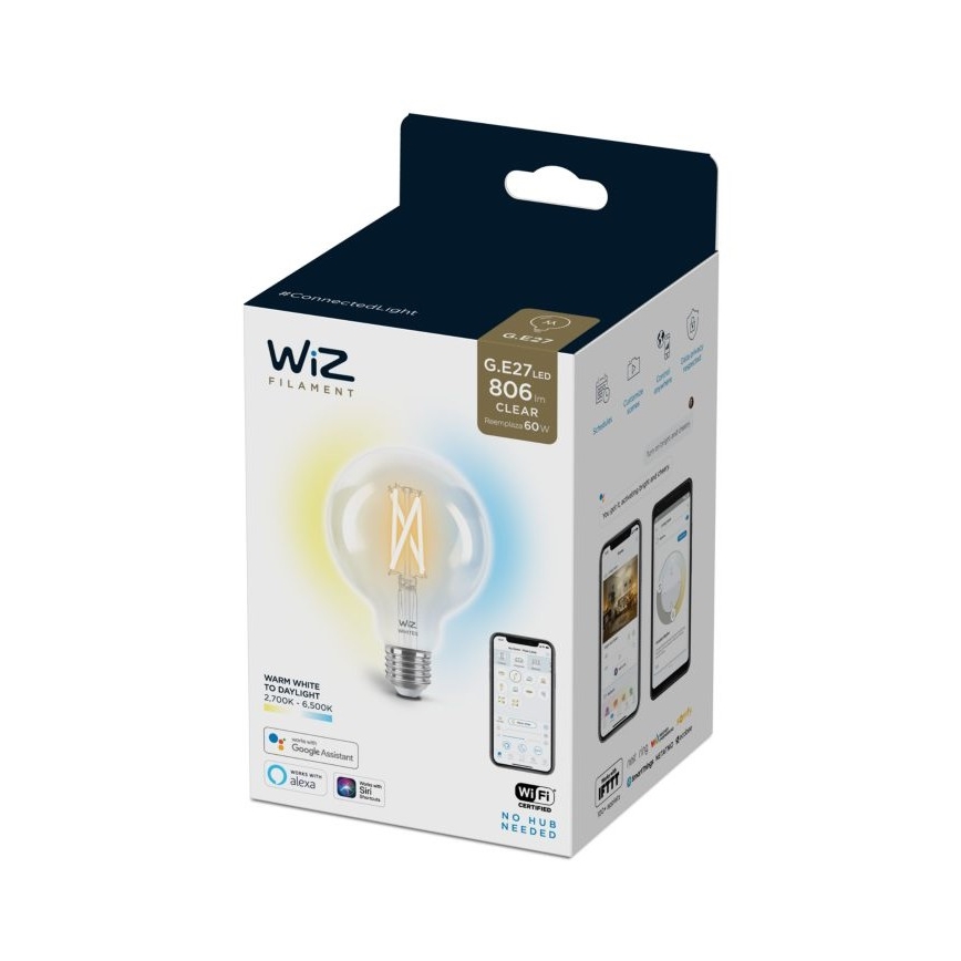 LED Stmívatelná žárovka FILAMENT G95 E27/6,7W/230V 2700-6500K CRI 90 Wi-Fi - WiZ