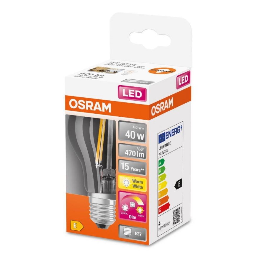 LED Stmívatelná žárovka GLOW DIM A60 E27/4W/230V 2200-2700K - Osram