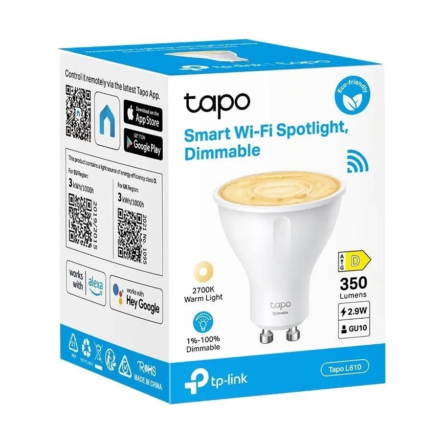 LED Stmívatelná žárovka GU10/2,9W/230V 2700K Wi-Fi - TP-Link