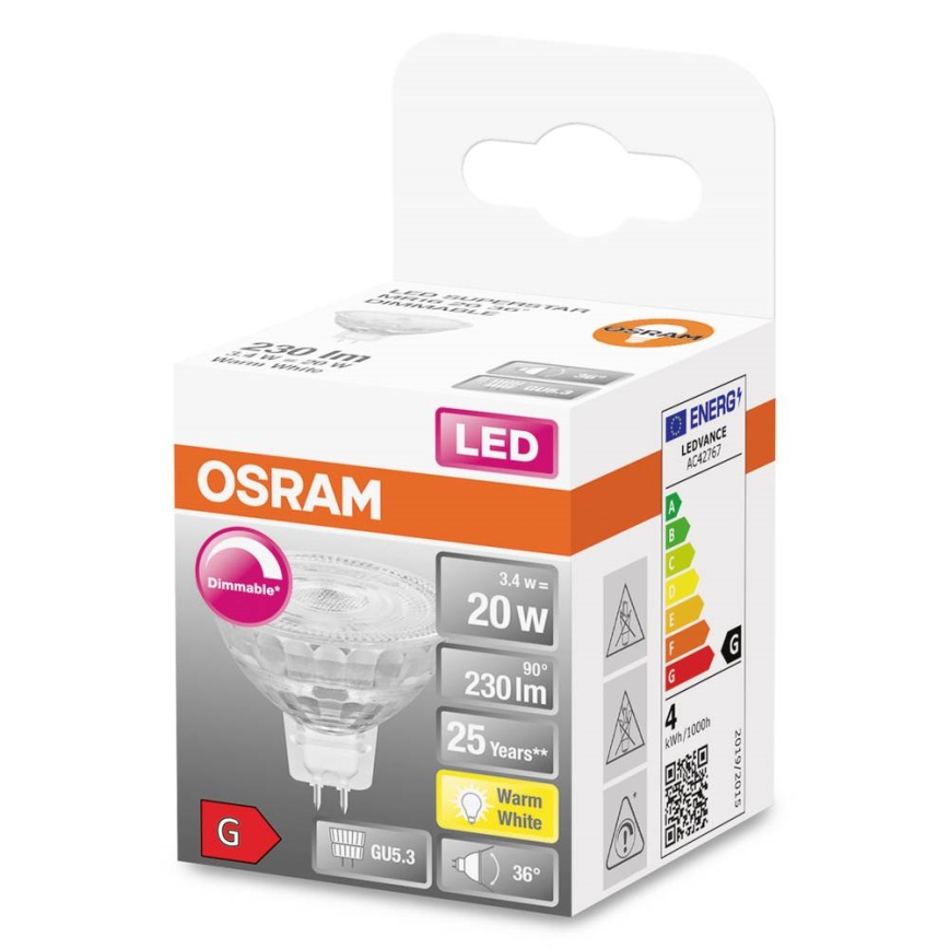 LED Stmívatelná žárovka GU5,3/3,4W/12V 2700K CRI 90 - Osram