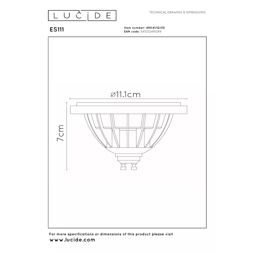 LED Stmívatelná žárovka MR16 GU10/12W/230V 2200-3000K - Lucide 49041/12/30