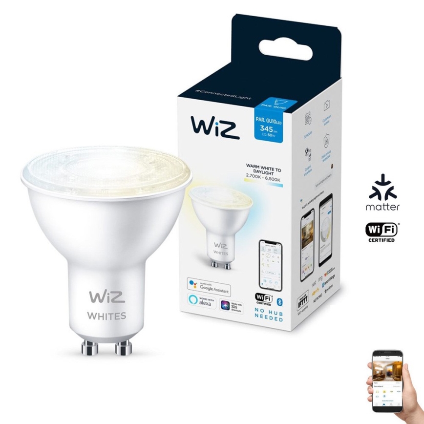 LED Stmívatelná žárovka PAR16 GU10/4,7W/230V 2700-6500K CRI 90 Wi-Fi - WiZ