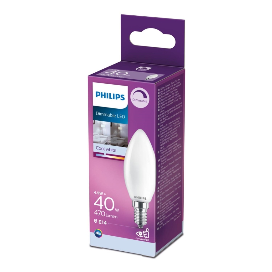 LED Stmívatelná žárovka Philips B35 E14/4,5W/230V 4000K