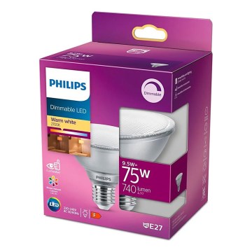 LED Stmívatelná žárovka Philips E27/9,5W/230V 2700K