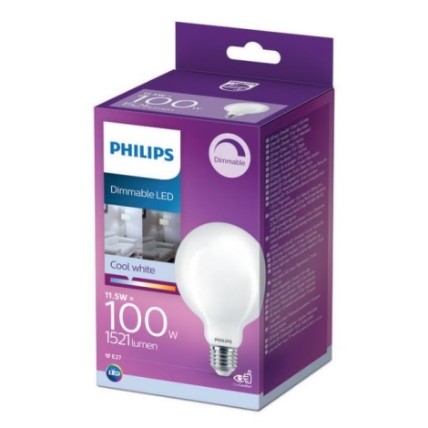 LED Stmívatelná žárovka Philips G95 E27/11,5W/230V 4000K