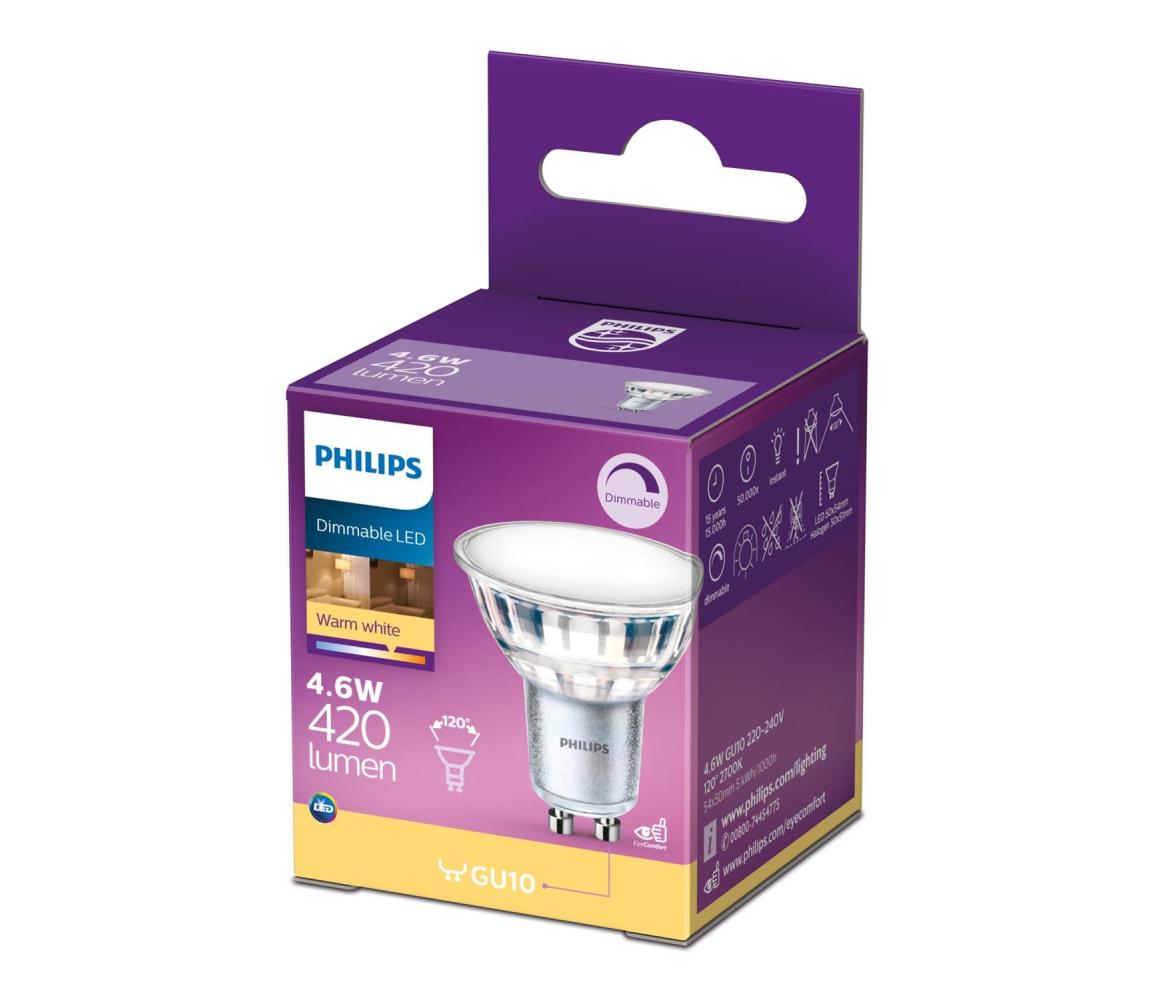 Philips LED Stmívatelná žárovka Philips GU10/4,6W/230V 2700K P5009