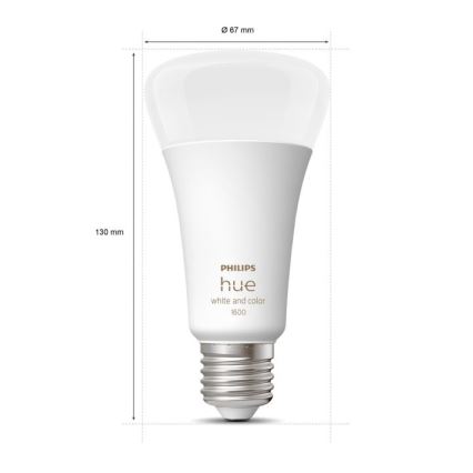 LED Stmívatelná žárovka Philips Hue White And Color Ambiance A67 E27/13,5W/230V 2000-6500K