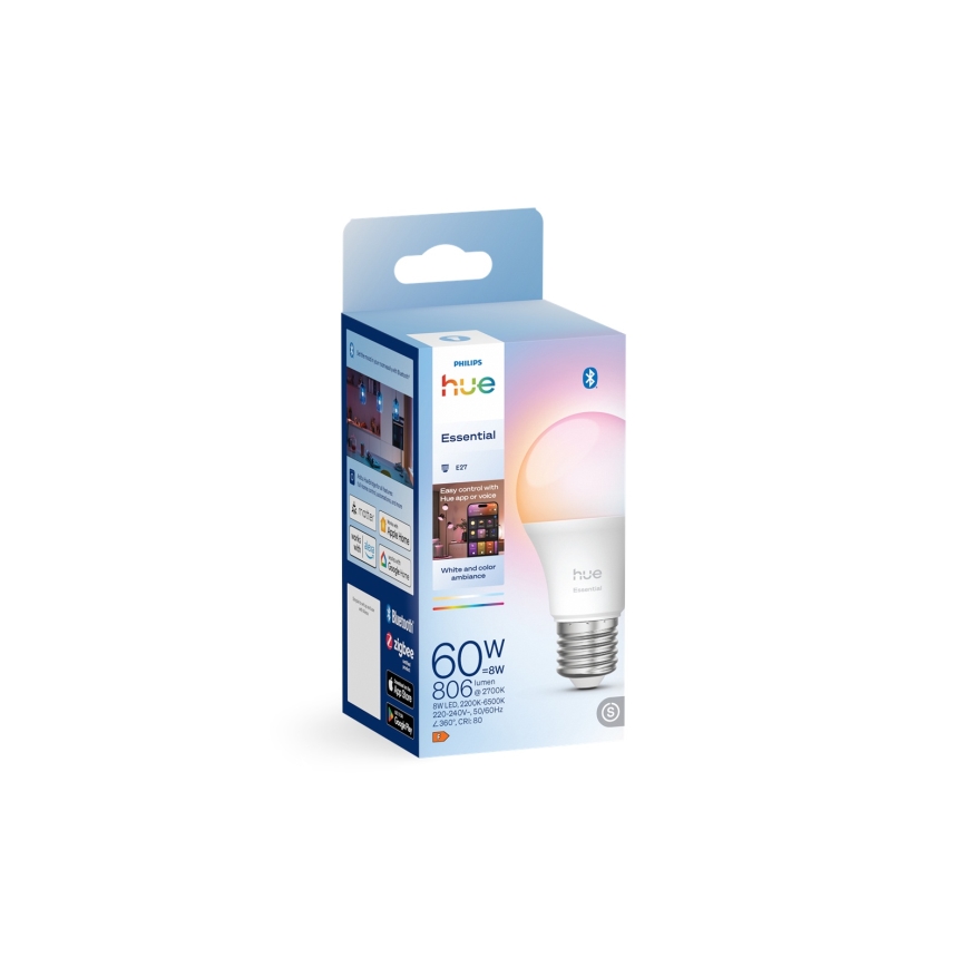 LED Stmívatelná žárovka Philips Hue White And Color Ambiance Essential E27/8W/230V 2200-6500K