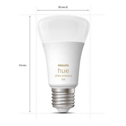 LED Stmívatelná žárovka Philips Hue WHITE AMBIANCE E27/8W/230V 2200-6500K