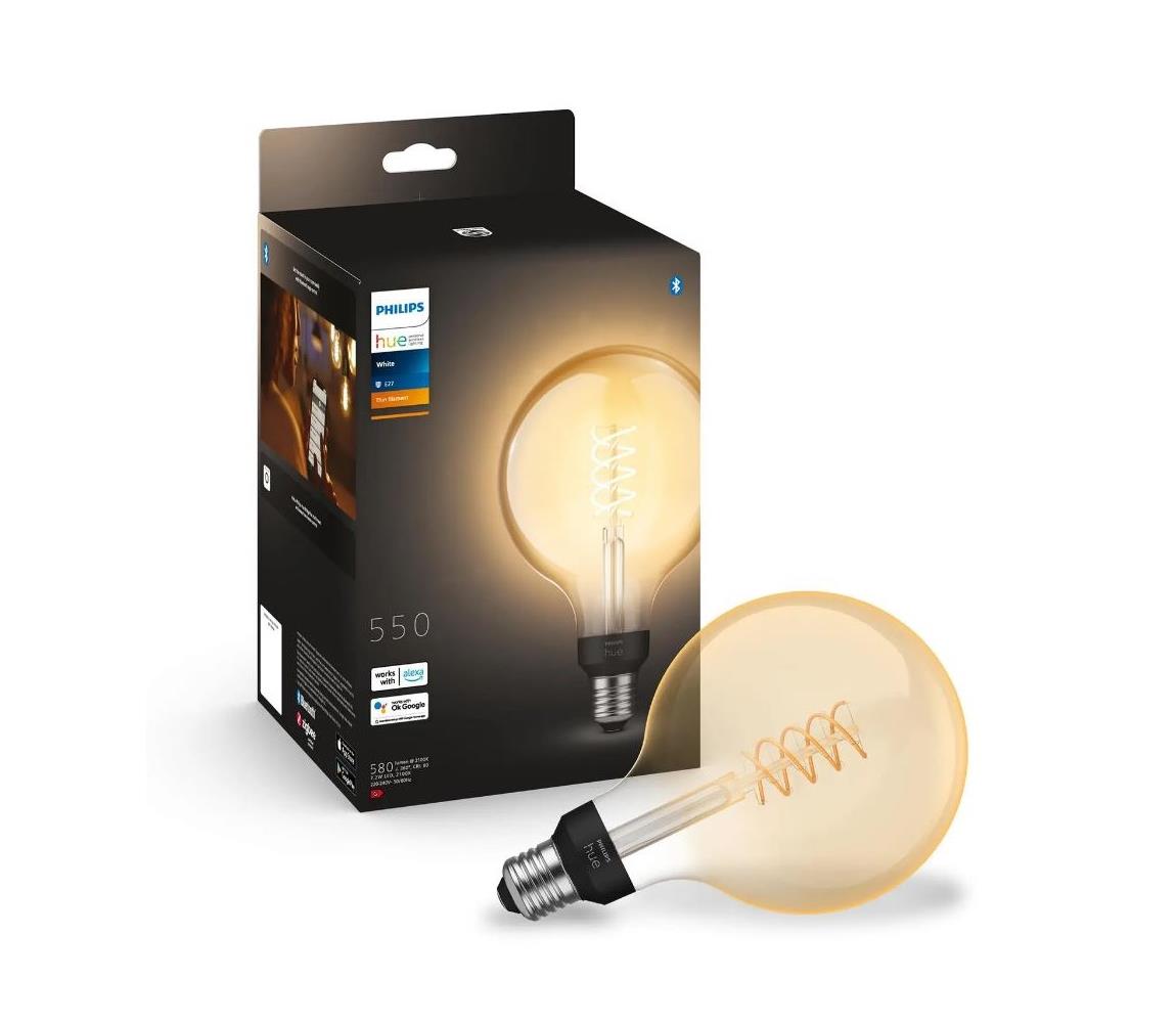 Philips LED Stmívatelná žárovka Philips Hue WHITE FILAMENT G125 E27/7W/230V 2100K P5182