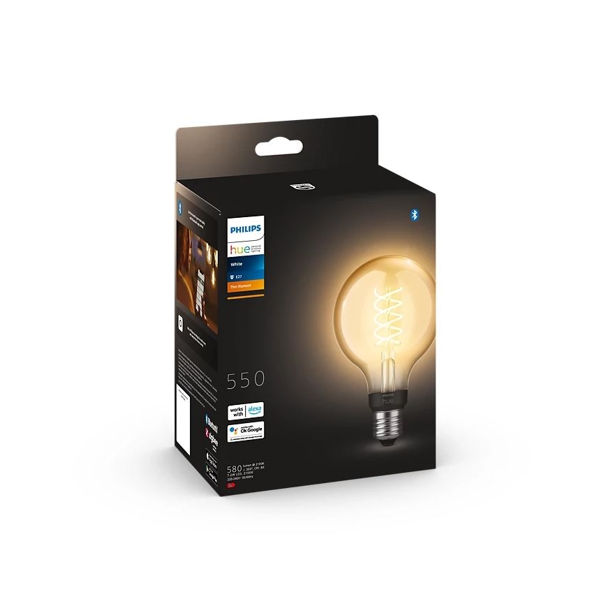 LED Stmívatelná žárovka Philips Hue WHITE FILAMENT G93 E27/7,2W/230V 2100K
