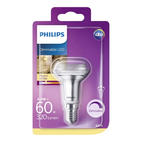 LED Stmívatelná žárovka Philips R50 E14/4,3W/230V 2700K