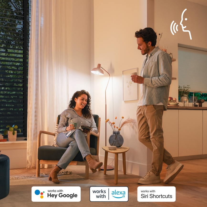 LED RGB Stmívatelná žárovka Philips SMART P45 E14/4,9W/230V 2200-6500K CRI 90