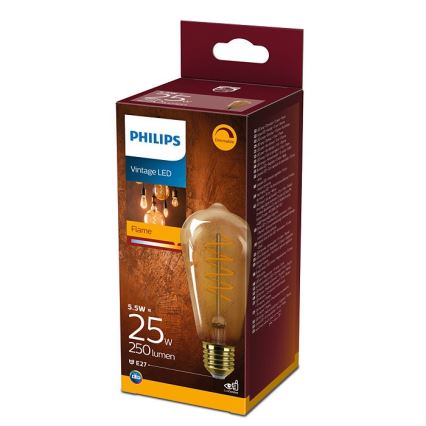 LED Stmívatelná žárovka Philips VINTAGE ST64 E27/5,5W/230V 2000K