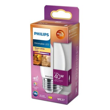 LED Stmívatelná žárovka Philips Warm Glow B35 E27/3,4W/230V 2200-2700K CRI 90