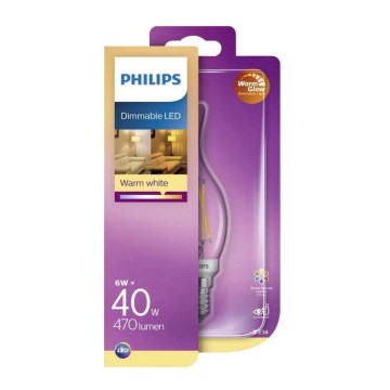 LED Stmívatelná žárovka Philips Warm Glow E14/6W/230V 2200-2700K CRI 90
