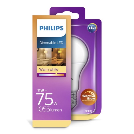 LED Stmívatelná žárovka Philips Warm Glow E27/11W/230V 2200-2700K 