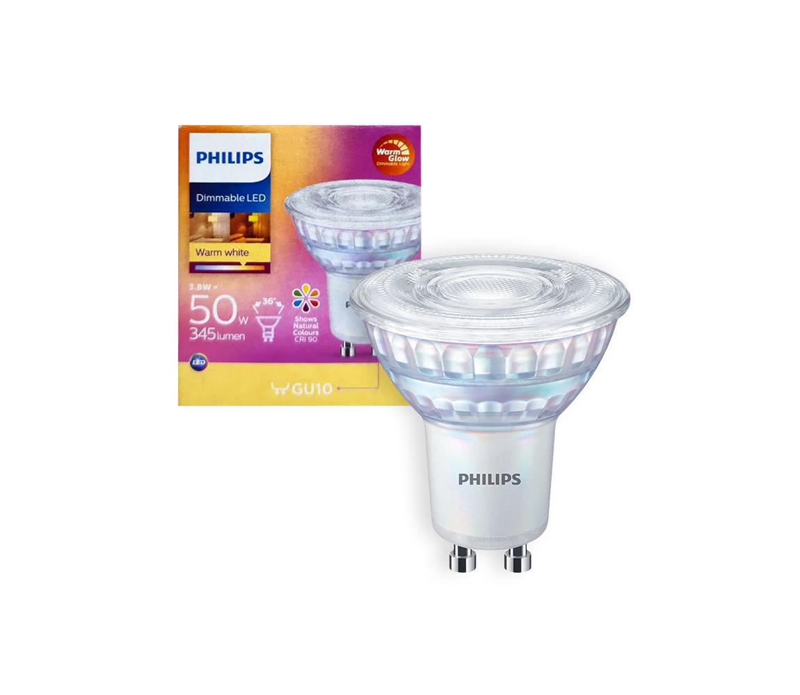 Philips LED Stmívatelná žárovka Philips Warm Glow GU10/3,8W/230V 2200-2700K CRI 90 