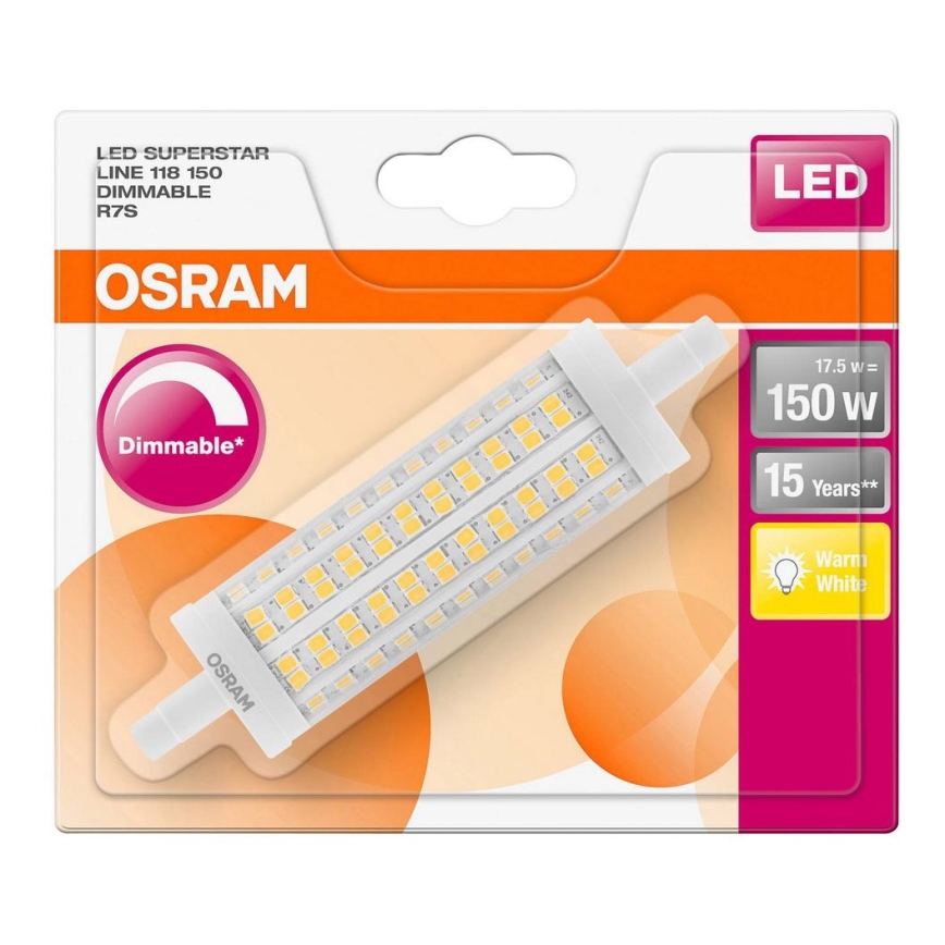 LED Stmívatelná žárovka R7s/17,5W/230V 2700K - Osram 118 mm