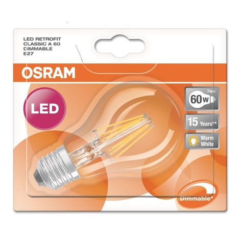 LED Stmívatelná žárovka RETROFIT E27/7W/230V 2700K - Osram