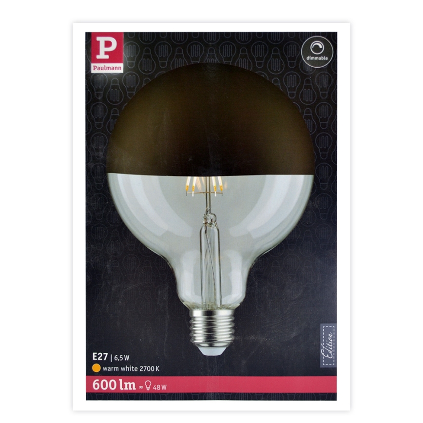 LED Stmívatelná žárovka se zrcadlovým vrchlíkem G125 E27/6,5W/230V 2700K - Paulmann 28679