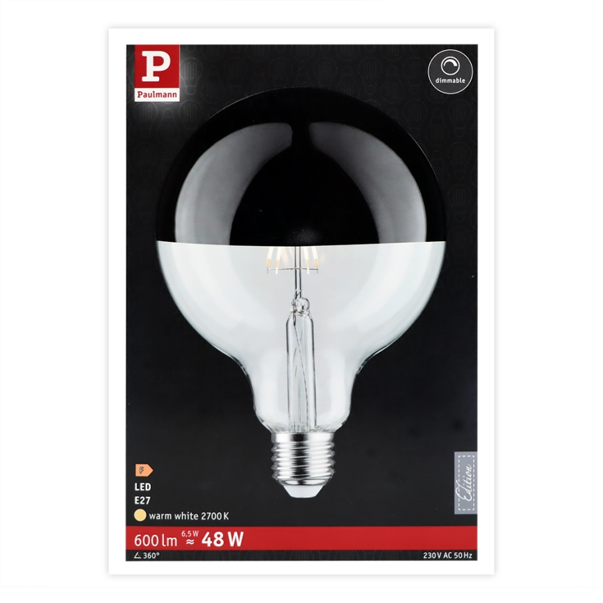 LED Stmívatelná žárovka se zrcadlovým vrchlíkem GLOBE E27/6,5W/230V 2700K - Paulmann 28680