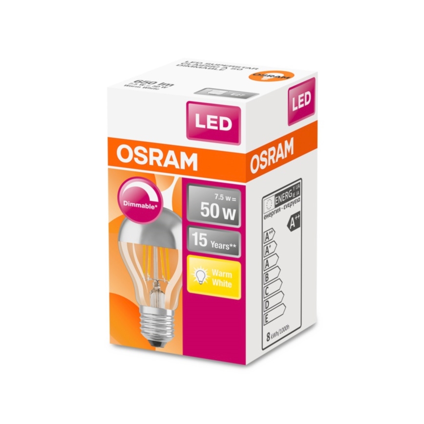 LED Stmívatelná žárovka se zrcadlovým vrchlíkem E27/7,5W/230V 2700K - Osram
