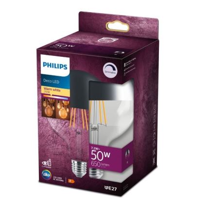 LED Stmívatelná žárovka se zrcadlovým vrchlíkem DECO Philips G125 E27/7,2W/230V 2700K