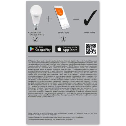 LED Stmívatelná žárovka SMART+ E27/9W/230V 2700K-6500K Wi-Fi - Ledvance