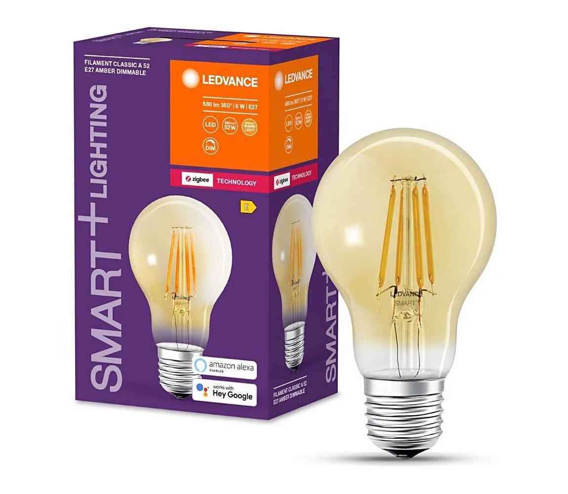 Ledvance LED Stmívatelná žárovka SMART+ FILAMENT A55 E27/6W/230V 2400K - Ledvance 